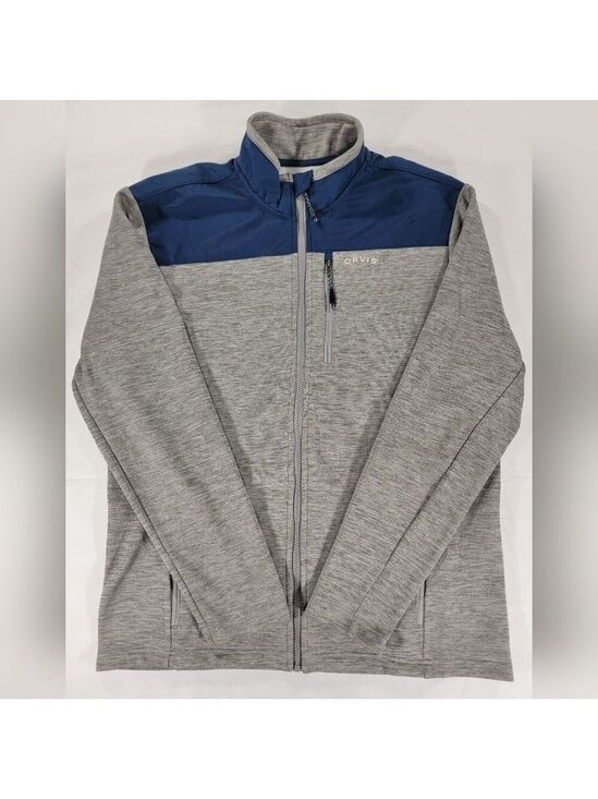 Orvis Other - ORVIS Mens Bonded Mesh Fleece Full Zip Jacket Medium Gray Blue Sprin Mid Weight